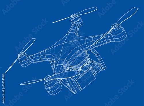 Drone concept. Vector rendering of 3d