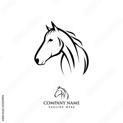 Fototapeta Naklejka Na Ścianę i Meble -  Horse logo design illustration, Horse silhouette vector, Horse vector illustration