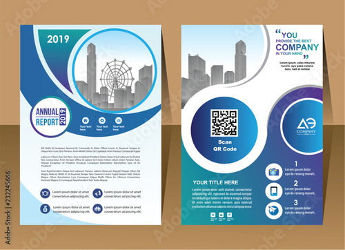 Front and back cover of a modern business brochure layout or flyer template, poster, magazine, annual report, book, booklet with red circle and gray design. Size A4
