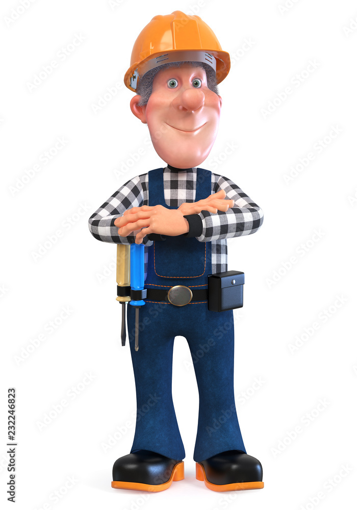 3d illustration Builder worker in overalls/3D 3d illustration Builder worker in overalls/3D