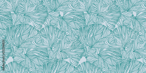 Coral or algae doodle linear seamless pattern.