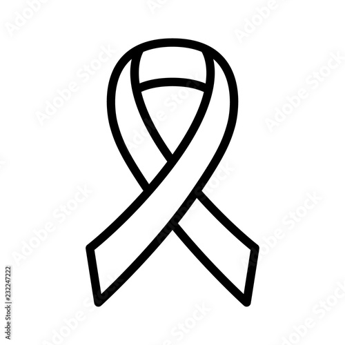 Ribbon for breast cancer awareness or remembrance line art vector icon for apps and websites