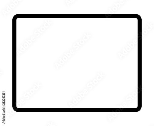Protable tablet computer device with edge to edge screen flat vector icon for apps and websites