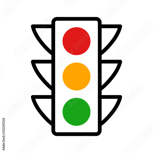 Traffic control light / signal lamps with red, yellow and green color line art vector icon for apps and websites