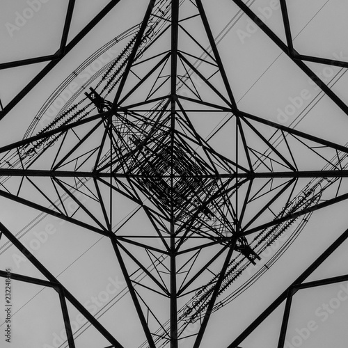 A Symmetrical View From Below An Electricity Pylon