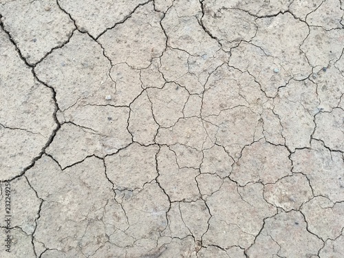 The surface of dry land with many cracks without a drop of water