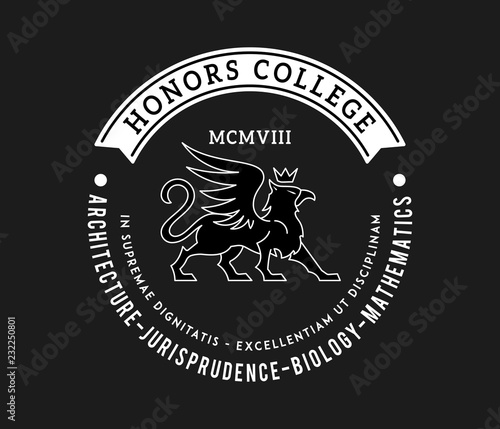Honors college badge white on black