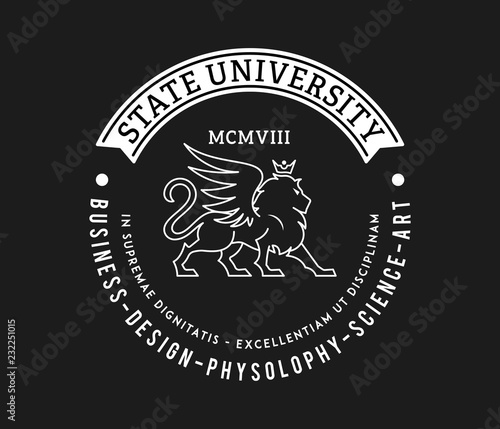 State university badge white on black
