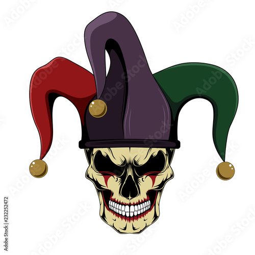 Vector image of a jester skull.
