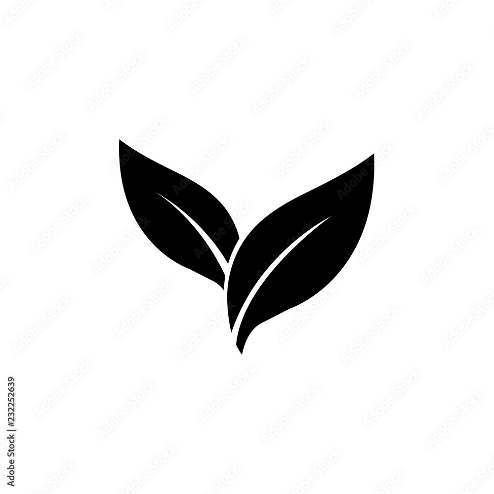 Eco icon green leaf , logo on white background