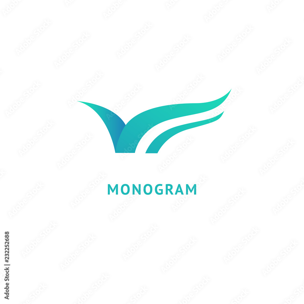 Fototapeta premium Monogram design elements, graceful template. Calligraphic elegant logo design. V logo line art monogram. Letter V on a white background. Letter V vector logo. Business sign, identity, label, badge.