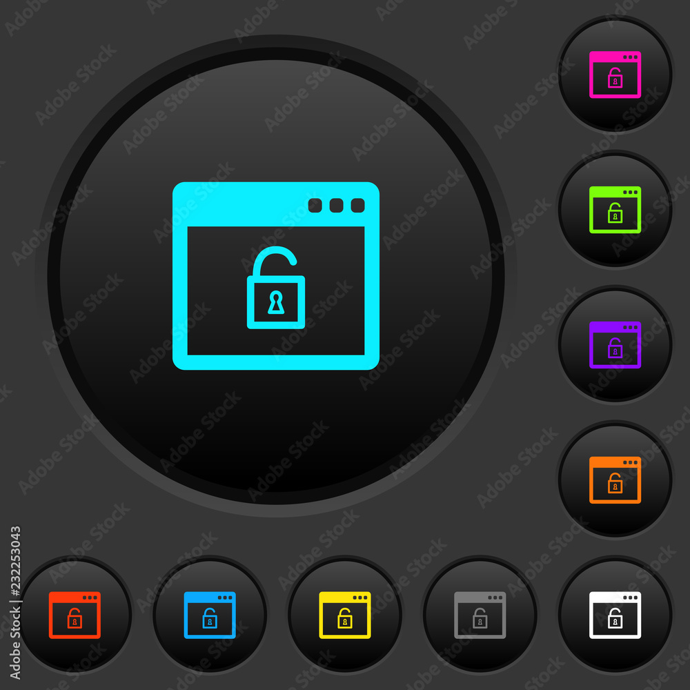 Unlock application dark push buttons with color icons Unlock application dark push buttons with color icons