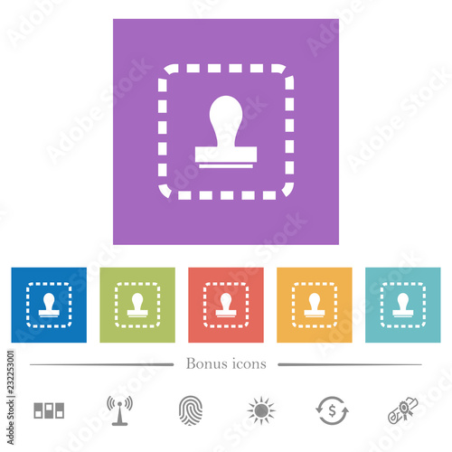 Place watermark flat white icons in square backgrounds