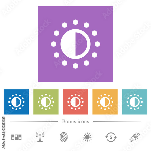 Saturation control flat white icons in square backgrounds