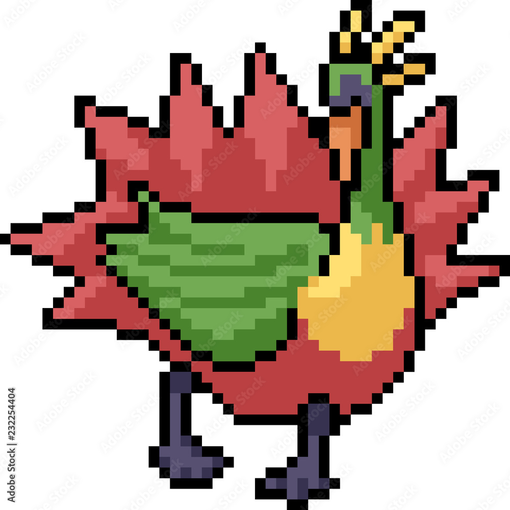 Fototapeta premium vector pixel art peacock monster