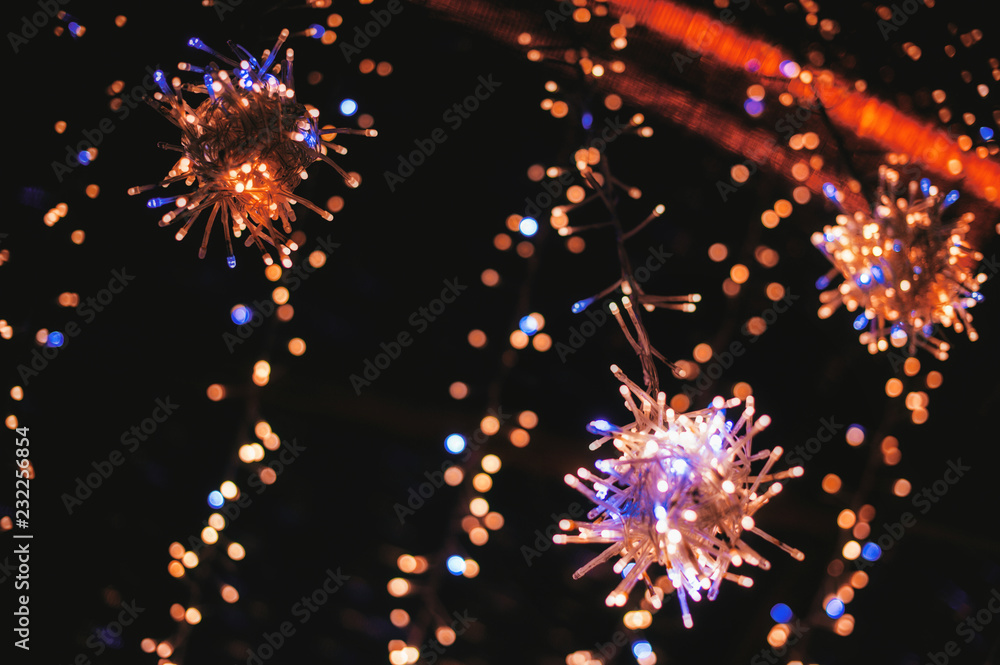 Fototapeta premium background with Christmas decoration and beautiful bokeh