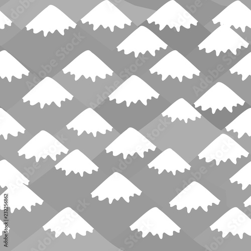 Seamless pattern Mount  Nature background with landscape. Gray mountain with snow-capped peaks. Vector