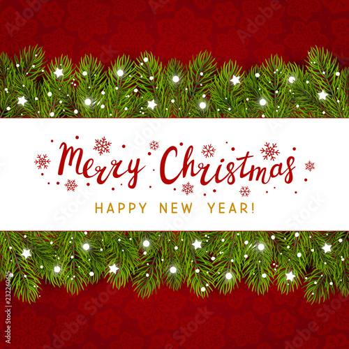 Christmas tree border with holiday decorations