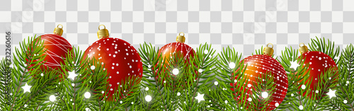 Christmas tree border with holiday decorations
