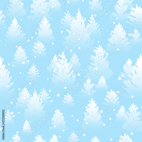 Seamless pattern with winter coniferous forest © evgeniya_m