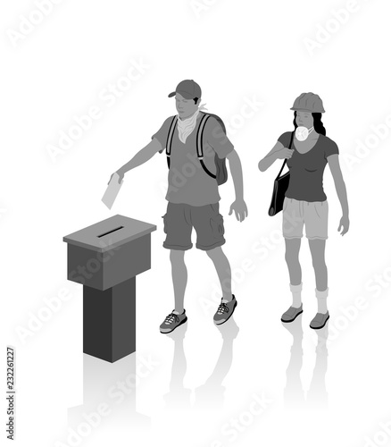 Protest voters are voting for election with ballot box