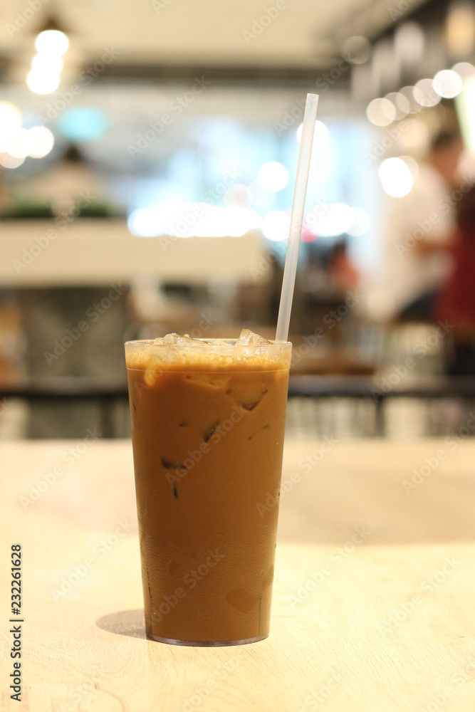 iced coffee on table at cafe iced coffee on table at cafe