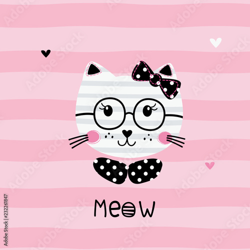 Cute vector illustration with funny cat