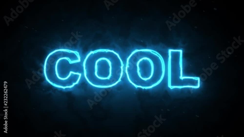 Cold word text outline glowing on dark background animation