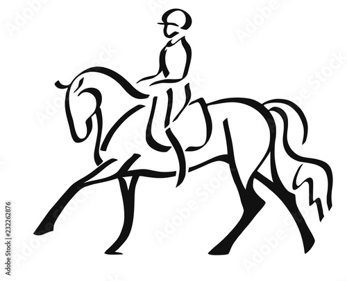 A logo of a dressage horse and rider.
