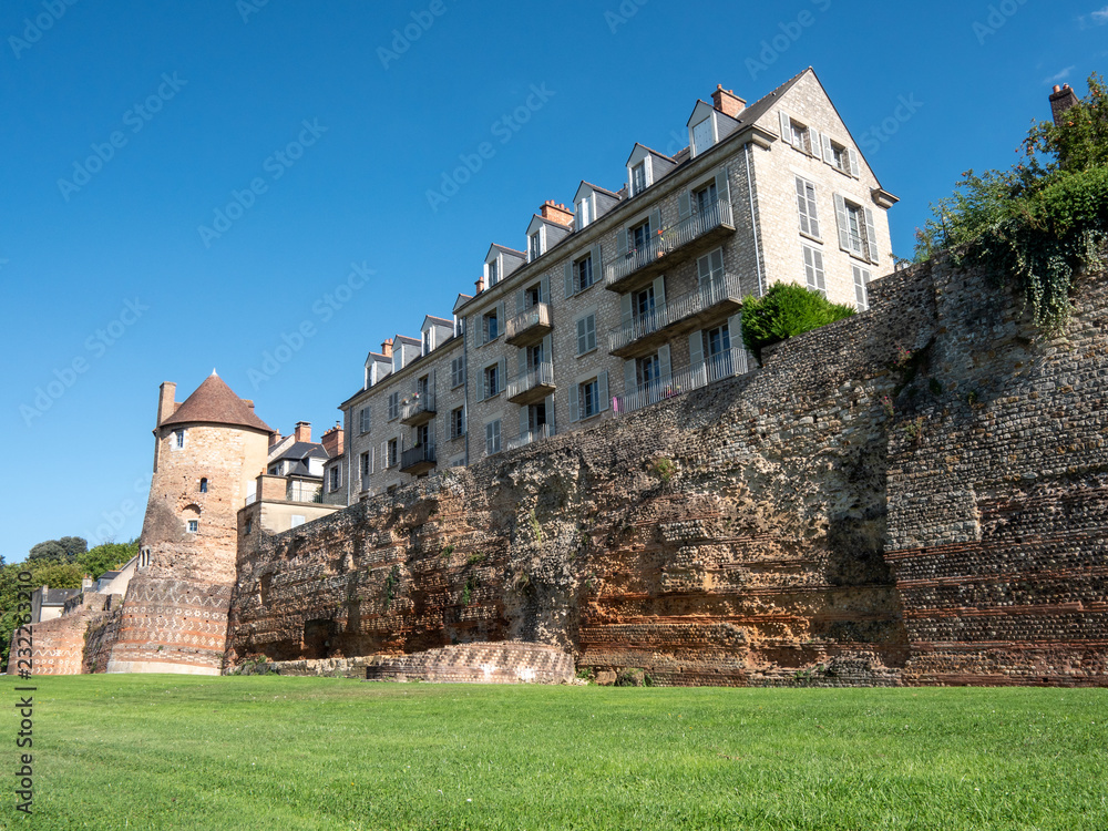 Ancient monument of the city of Le Mans. Old city wall.