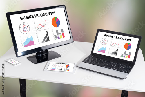 Business analysis concept on different devices