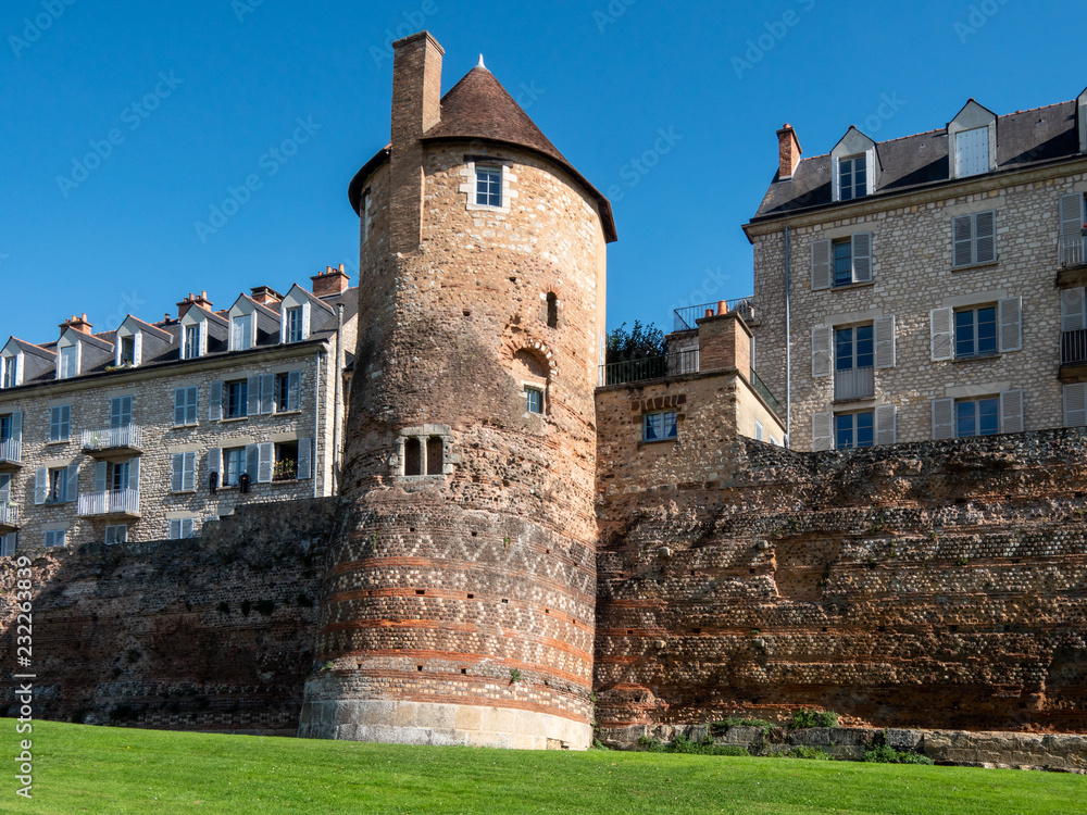 Ancient monument of the city of Le Mans. Old city wall.