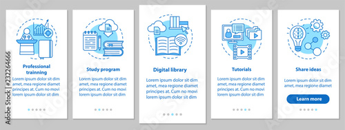 Interactive training onboarding mobile app page screen with line