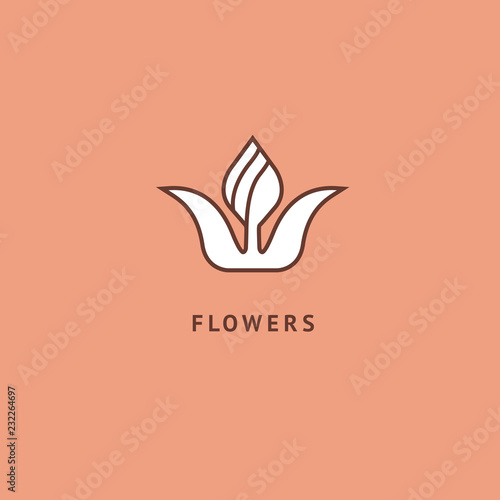 Vector luxury flower logo design. Ornate floral wedding sign. Modern simple premium design vector element. Emblem luxury beauty spa saloon, cosmetics, jewelry, flower shop, restaurant, garden.