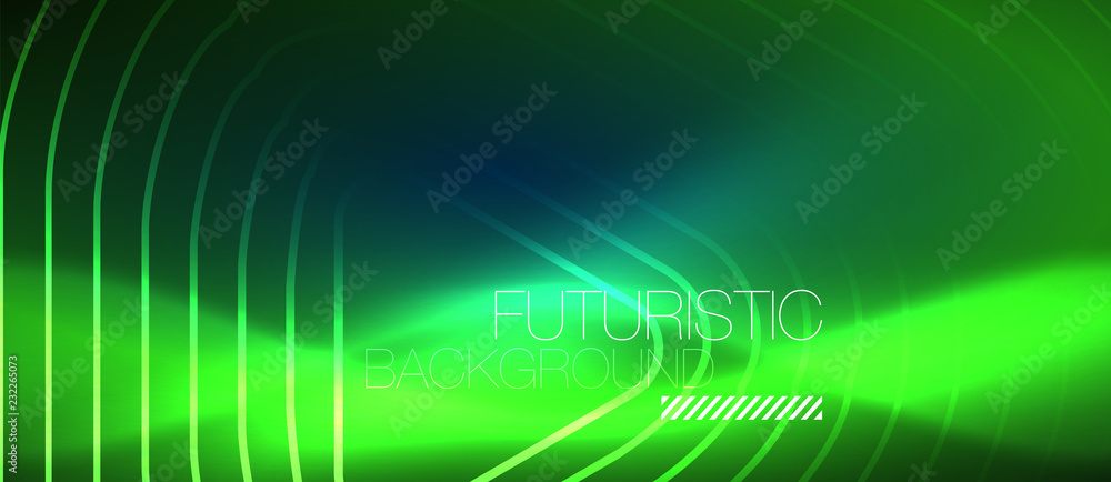 Neon glowing techno lines, hi-tech futuristic abstract background template with geometric shapes Neon glowing techno lines, hi-tech futuristic abstract background template with geometric shapes