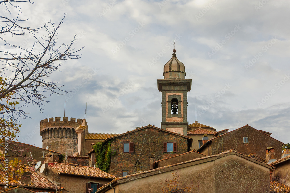 Fototapeta premium Autumn or winter view of Bracciano medieval historic center, a small and ancient town near Rome