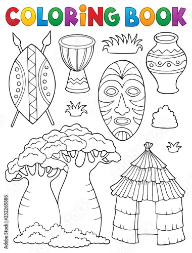 Coloring book African thematics set 1