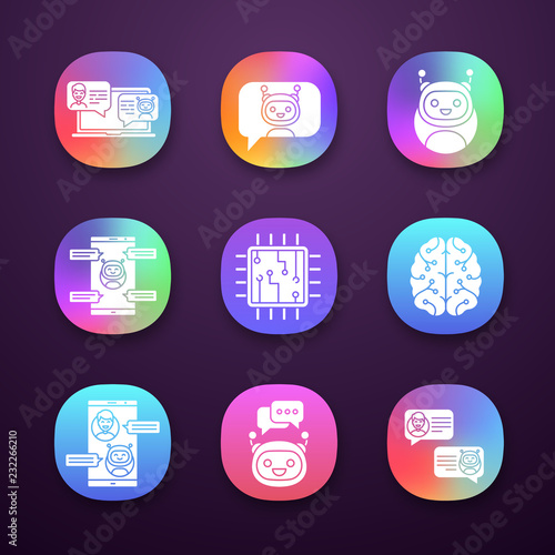 Chatbots app icons set