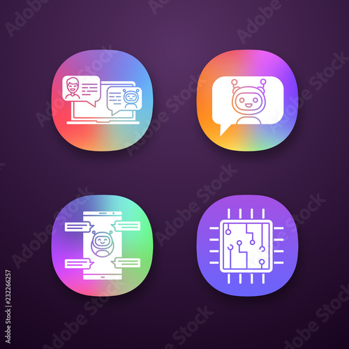 Chatbots app icons set