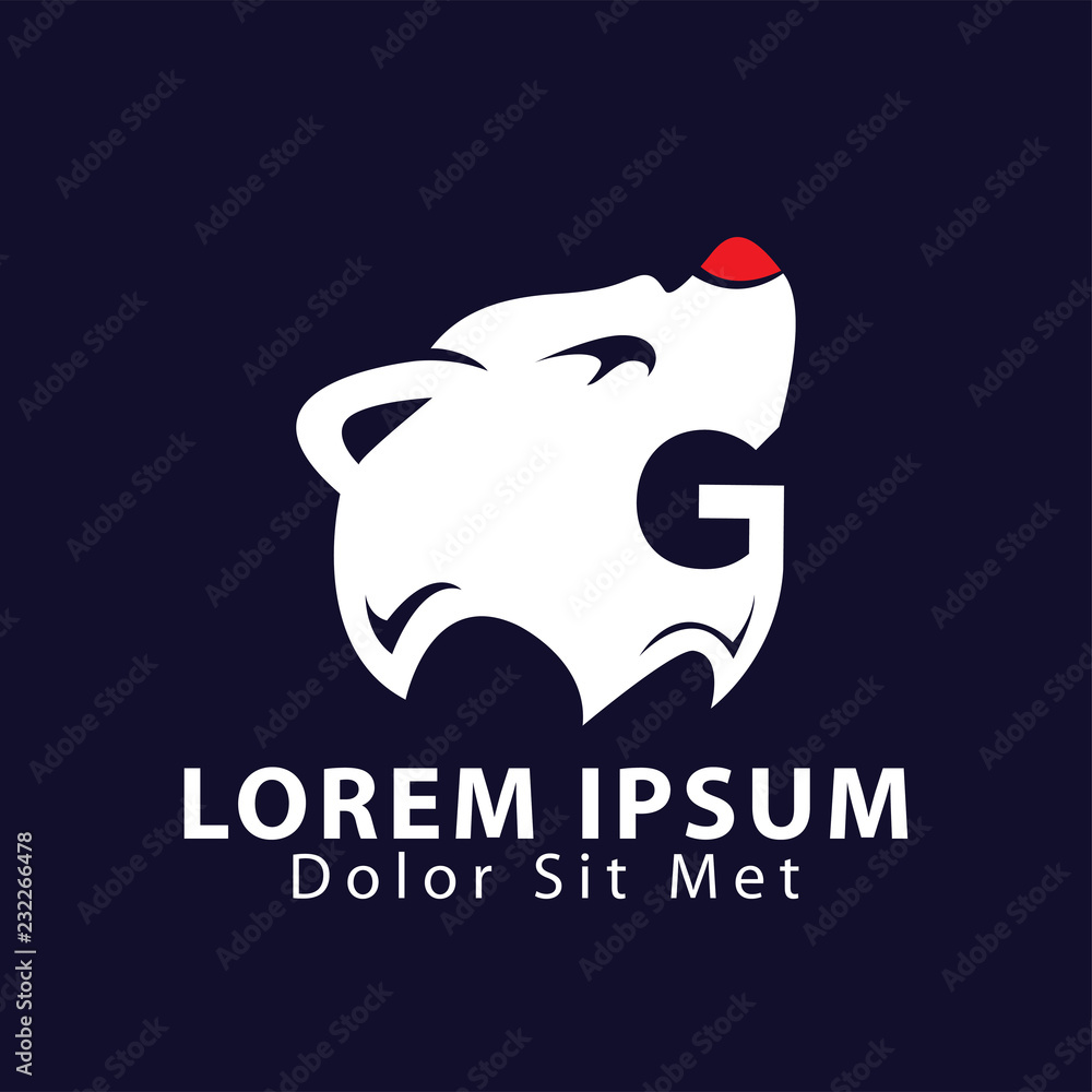 G Letter Growl bear logo icon vector template
