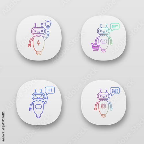 Chatbots app icons set