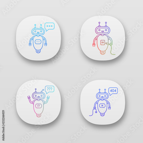 Chatbots app icons set