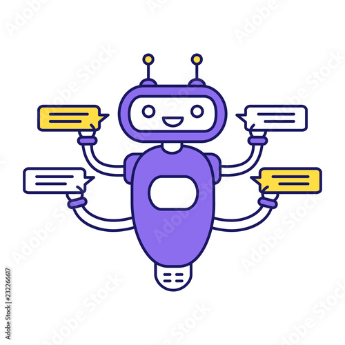Chatbot with four speech bubbles color icon