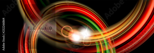 Mixing color waves on black, liquid flowing shapes