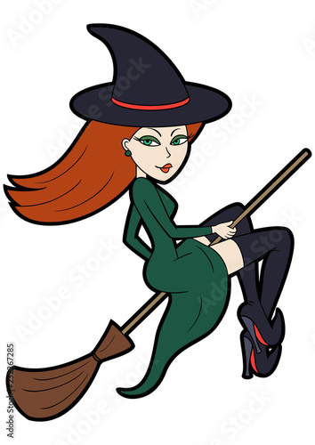 Sexy witch on a broom