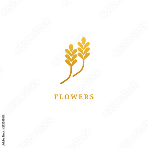 Vector stock logo, abstract nature sign. Illustration design of elegant, premium and royal logotype bakery, bread, agroculture, grain, millet, field, flour. Vector icon of gold ear.