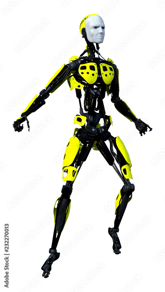 3D Rendering Male Robot on White