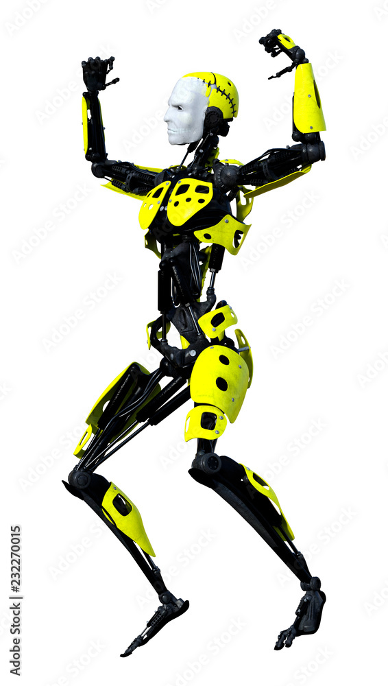 3D Rendering Male Robot on White 3D Rendering Male Robot on White