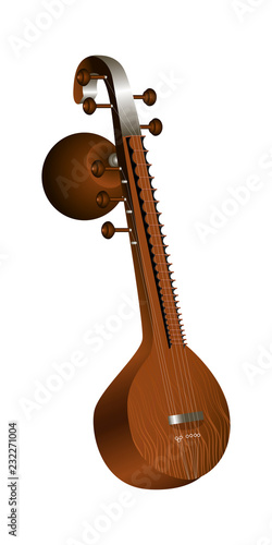 Veena. Indian stringed plucked musical instrument. Vector illustration. photo