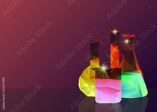 Chemical analysis of the test vessel flask medicine vector illustration